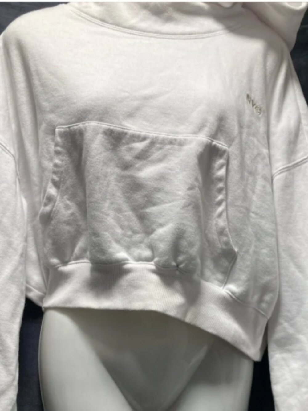 Ardene White Cropped Oversized Kangaroo Pocket Hoodie Large